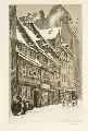 Fritz Beckert, Straßensansicht im Winter, Wohl 1938, Lithographie auf Bütten mit Wasserzeichen
