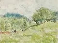 Wilhelm Rudolph, Sommerliche Landschaft. 1940er/ 1950er Jahre, Aquarell über Bleistift