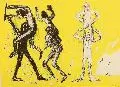 Wolfgang Smy, Reiterspiel, 1985, Gouache über Lithographie