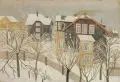 Fritz Tröger, Winter in Oberhof, 1952, Tempera auf Velin