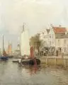 Karl Wagner, Boote in Holland, Um 1900, Öl auf Leinwand