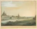 Christian Gottlob Hammer, Vue de Dresde prise du coté de Nord-est., Um 1830, Altkolorierte Umrißradierung