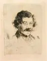 Wilhelm Maria Leibl, Bildnis des Maler Wopfner, Um 1873, Kaltnadelradierung