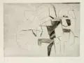 Eugen Batz, Abstrakte Komposition in Grau, 1967, Radierung