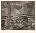 Wolfram Hänsch, Kreuzweg 14. Station - Jesus wird in das Grab gelegt, 1985, Aquatintaradierung