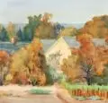 Ruth Meier, Herbstlandschaft, 1951, Aquarell