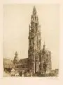 Ernst Oppler, Kathedrale in Antwerpen, Um 1900, Radierung auf "Van Gelder Zonen"-Bütten