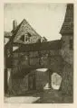 Martin Erich Philipp, Das Fischertor in Dresden, Radierungen in Grün. "Fischertor" in der Platte monogrammiert "MEPH" und datiert, unterhalb der Darstellung in Blei signiert "M.E
