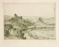 Ferdinand Steininger, Wiesenbach, Radierungen in Grün und Braun