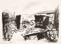 Rainer Zille, Boddengerümpel, 1989, Lithographie