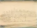 Oskar Nerlinger, Havelberg im Winter. Wohl 1920er Jahre, Lavierte Tuschpinselzeichnung
