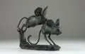 Otto Pilz, Zwei langohrige Wüstenspringmäuse, Um 1910, Bronze, schwarz patiniert