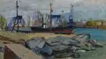 (zugeschrieben), Hafen. Ohne Jahr by Friedrich Eisel, Öl auf Hartfaser, offered Jun 2008