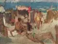 Am Strand. Ohne Jahr by Friedrich Eisel, Öl auf Leinwand, offered Jun 2008
