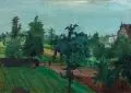 Erhard Hippold, Gärten in Radebeul mit Blick auf das Bennoschlößchen, 1934, Öl auf Leinwand