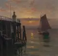 Eduard Krause-Wichmann, Hafeneinfahrt. Anfang 20. Jh, Öl auf Leinwand