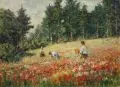 Oldřich Koníček, (zugeschrieben), Beim Blumenpflücken. Wohl nach 1930, Öl auf Leinwand