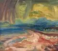 Gustav Alfred Müller, Blick von Peschiera nach Garda und dem Monte Baldo, Wohl 1930, Öl auf Leinwand