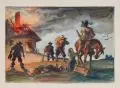 Richard Duschek, Bei Magdeburg, Gouachen über Bleistift
