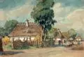 William Krause, Dorflandschaft, 1917, Aquarell über Bleistift