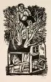 Lothar Sell, Blumenboot/ Mann im Baum, 1983, Holzschnitte