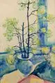 Ernst Krantz, Stilleben mit Zweigen vor einem Fenster. Wohl 1940er Jahre, Aquarell
