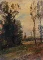August Knoop, Waldlandschaft, Um 1890, Öl auf Malpappe, auf eine zweite Malpappe montiert