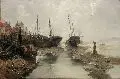 Jacques Matthias Schenker, Normannischer Fischerhafen, 1893, Öl auf Leinwand