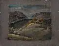 Otto Müller-Eibenstock, Herbstliche Hügellandschaft. Wohl 1950er Jahre, Gouache und Öl auf Hartfaser
