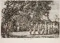 Joseph de Longueil, La Roméca, Um 1770, Kupferstich. nach einem Gemälde v on Jean-Baptiste Hilair .In der Platte signiert "De Longueil sculp" und betitelt