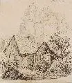 Ernst Dertinger, Pottenstein, 1836, Federzeichnung in Tusche über Blei