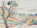 Robert Büchner, Blick vom Grünewald-Turm. Ohne Jahr, Aquarell über Bleistift