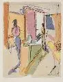 Wolfgang Leber, Interieur. 1980er Jahre, Farblithographie