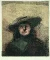 Klaus Drechsler, Frauenkopf, 1980, Farblithographie auf chamoisfarbenem Bütten