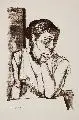 Paul Wilhelm, Mädchen mit stützendem Arm (wohl Käthe Hensel), Um 1954, Lithographie