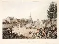 Robert Bowyer, View of the Grimma Suburb, Leipsic., 1815, Kolorierte Lithographie
