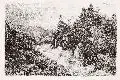 Andreas Achenbach, Landschaft am Fluß, 1862, Radierung auf China, auf Papier aufgewalzt