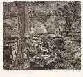 Wolfram Hänsch, Kreuzweg 14. Station - Jesus wird in das Grab gelegt, 1985, Aquatintaradierung