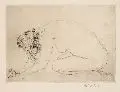 William Martin, Knieender weiblicher Akt. 1. H. 20. Jh, Radierung