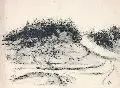 Erhard Dörner, Düne am Meer, Um 1920, Federzeichnung in Tusche und Kohle, laviert auf Büttenpapier