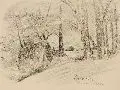 Karl Enderlein, Polenztal, 1924, Kohlezeichnung und Buntstift