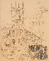 Karl Enderlein, Hausbau, Federzeichnung in Tusche