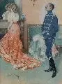 Oskar Bluhm, Elegantes Paar im Salon, Um 1900, Gouache auf Papier