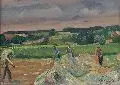 Hanns Schubert, Erntelandschaft, 1945, Öl auf Sperrholz