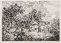 Juliane Wilhelmine Bause, Mühle, Kupferstich auf chamoisfarbenem Papier