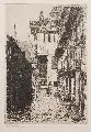 Alexander Eckener, Bei der Glaserwerkstatt, Um 1920, Radierung in Braun auf chamoisfarbenem Papier