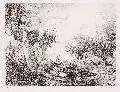 Fritz Werner, Eine Conversation/ Landschaft mit verunglückter Kutsche, Um 1852, Radierung