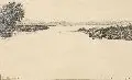 Eugen Kirchner, Seenlandschaft, 1912, Bleistiftzeichnung auf chamoisfarbenem Papier