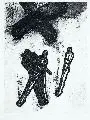Michael Morgner, Zwei Männer vor einem Paar, 1994, Aquatintaradierung auf Hahnemühle-Bütten