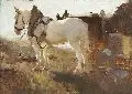 Hugo König, Pferdefuhrwerk, Um 1880, Öl auf Holz
